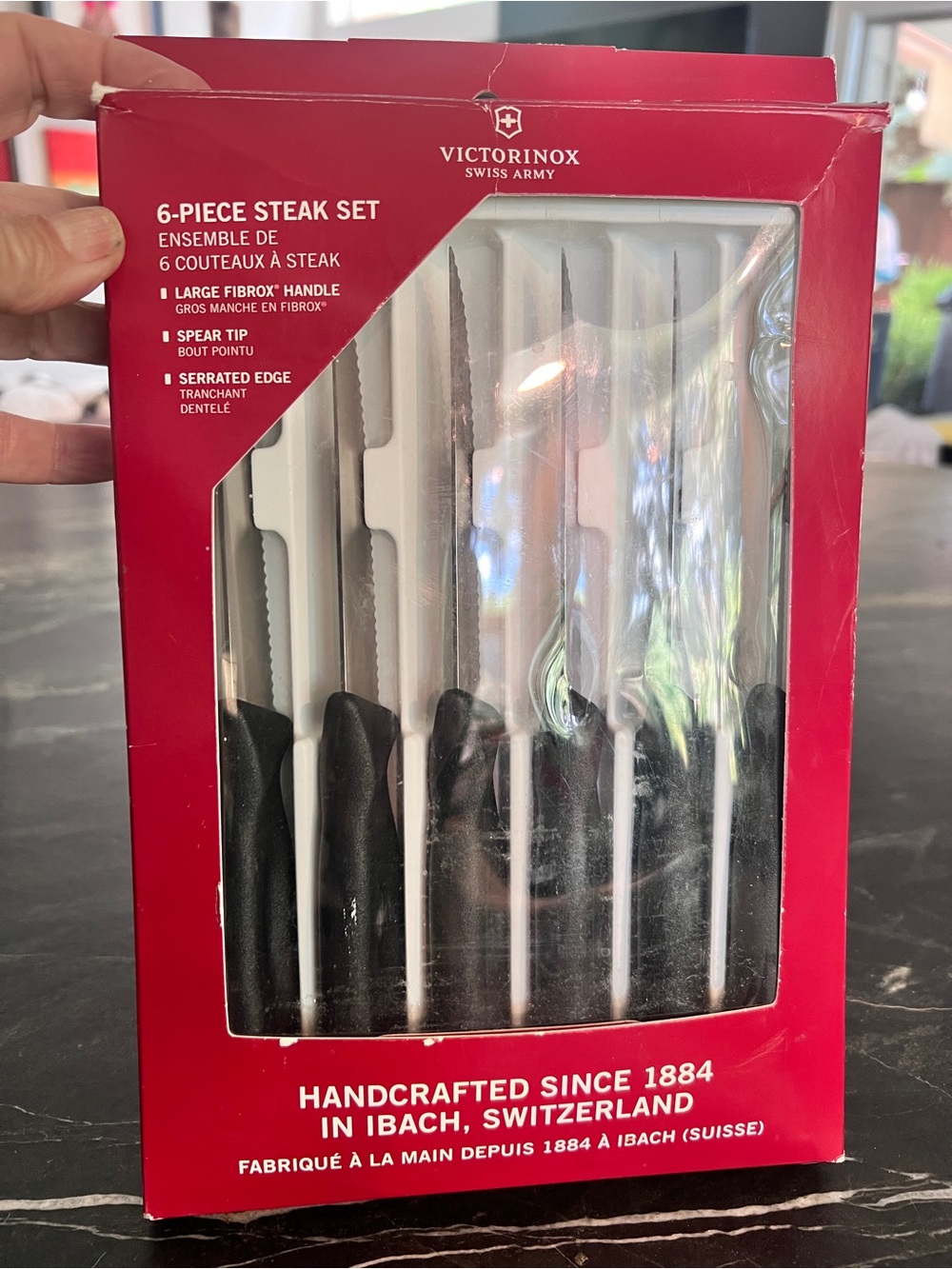 Victorinox Black and Silver 6-Piece Steak Knife Set